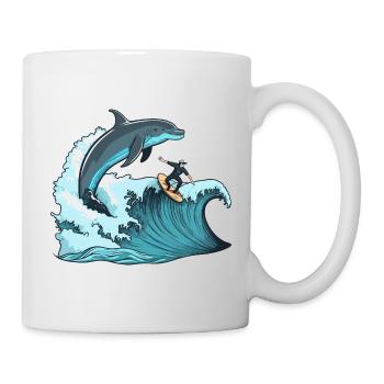 Surfer avec un ami - Mug blanc - blanc - Droite