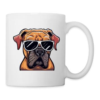 Boxerhund mit Sonnenbrille - Tasse - Weiß - Rechts