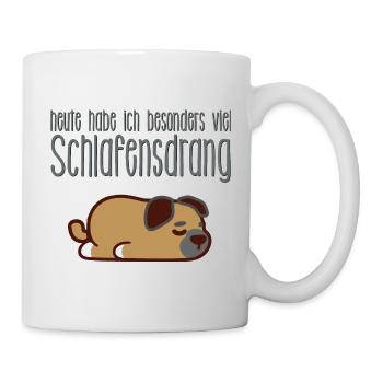 Schlafensdrang versus Schaffensdrang Wortspiel - Tasse - Weiß - Rechts