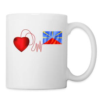 Flag of Reunion and heartbeat - Mug - white - Right
