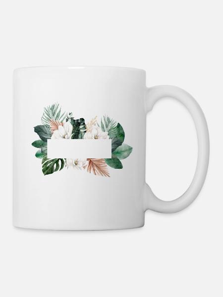Modern Blumen Tropic personalisierbar - Tasse - Weiß