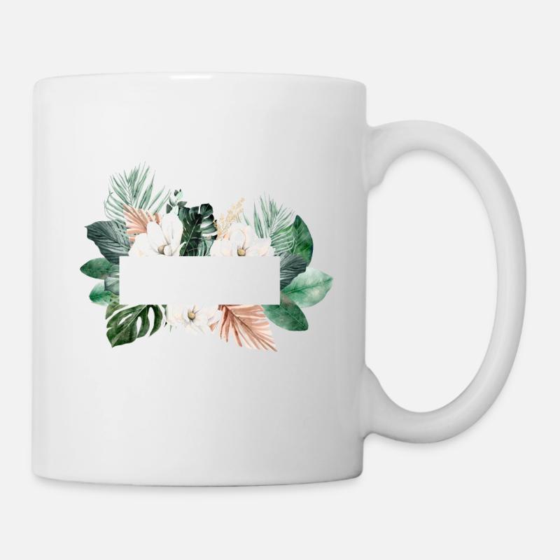 Modern Blumen Tropic personalisierbar - Tasse - Weiß