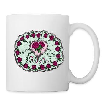 Embroderie Roses in colour - Mug - white - Right