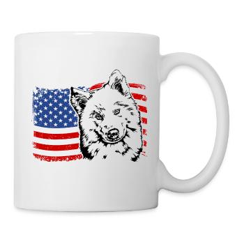 Samoyed America Flag Dog Dogs Wilsigns - Mug - white - Right