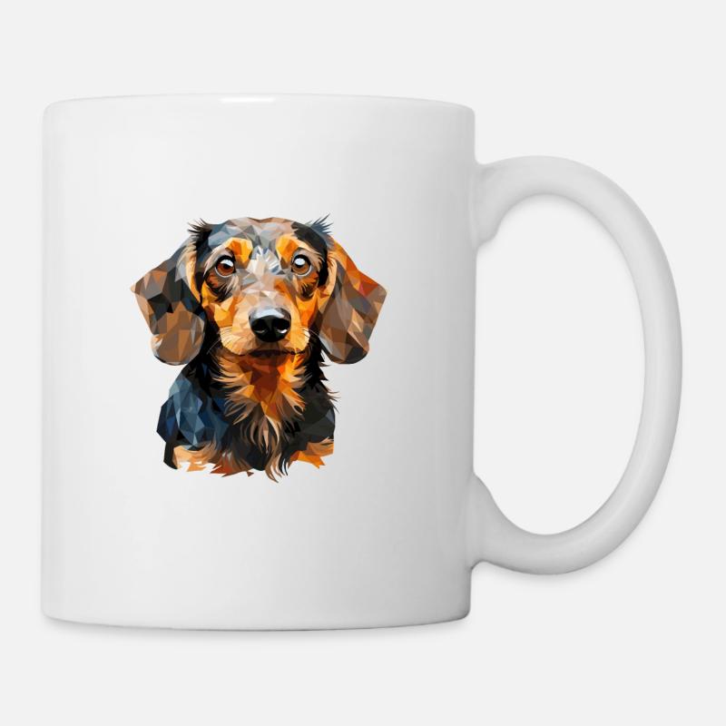 Rauhaardackel im Polygon Design - Tasse - Weiß