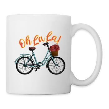 Oh La La - French Bicycle - Life is Beautiful - Mug - white - Right