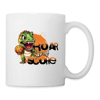Basketball Dino T-Rex Player Sports Comic Cartoon - Mug - white - Right