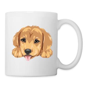 Lächelnder Golden Retriever Welpenkopf - Tasse - Weiß - Rechts
