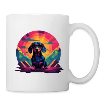 Synthwave Dachshund (no1) - Mug blanc - blanc - Droite