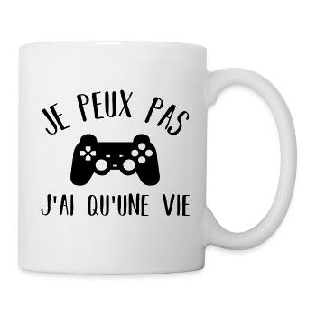 Je peux pas j' ai qu' une vie humour gaming gamer - Mug blanc - blanc - Droite
