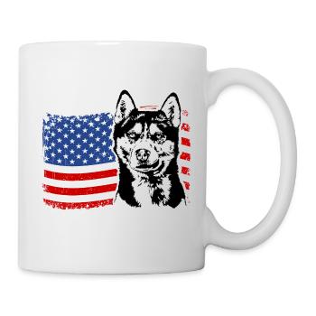 Siberian Husky America Flag Dog Dogs Wilsigns - Mug - white - Right
