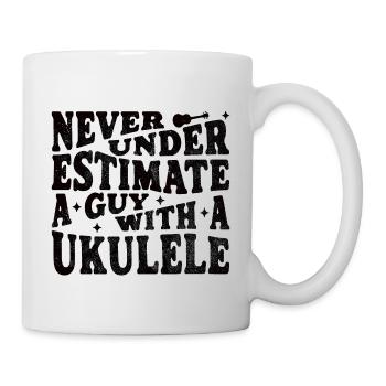 Ne sous-estimez jamais un gars avec un ukulélé - Mug blanc - blanc - Droite