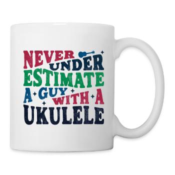 Ne sous-estimez jamais un gars avec un ukulélé - Mug blanc - blanc - Droite