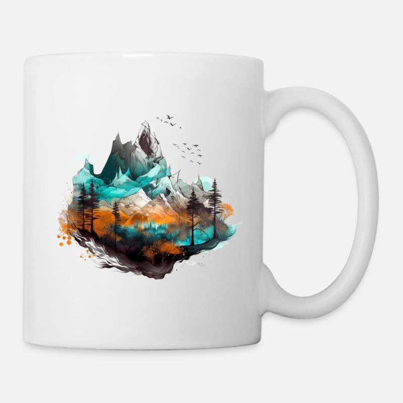 Landschaft Wald Fantasydesign - Tasse - Weiß