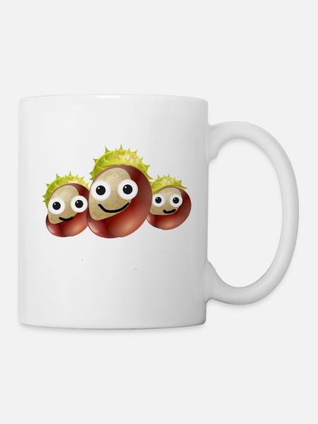 Kastanien, Kastanie,Rosskastanie, Familie - Tasse - Weiß