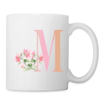 Lettre M avec fleurs - Mug blanc - blanc - Droite