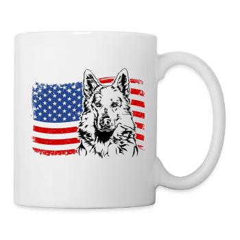 Weisser Schweizer Schäferhund Amerika Fahne Hunde - Tasse - Weiß - Rechts