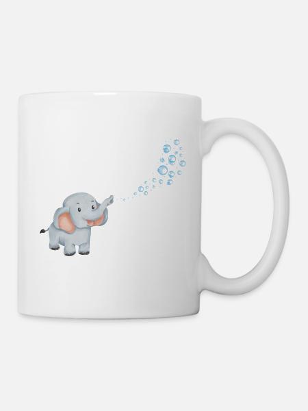 Blubbernder Elefant - Tasse - Weiß
