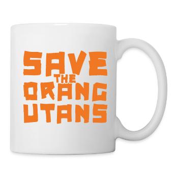 Schriftzug Save the Orangutans orange - Tasse - Weiß - Rechts