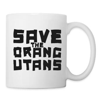 Schriftzug Save the Orangutans schwarz - Tasse - Weiß - Rechts