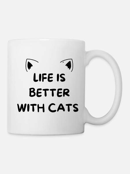 LA VIE EST MEILLEURE AVEC LES CHATS - Mug blanc - blanc