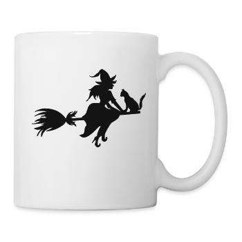 Sorcière sur balai - Mug blanc - blanc - Droite