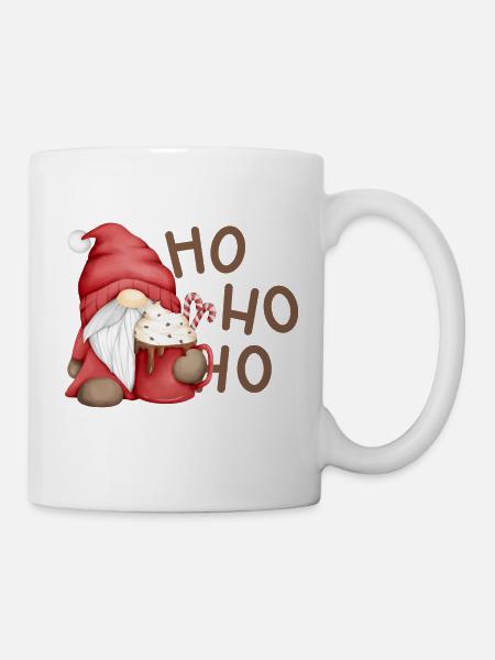 Weihnachtswichtel mit Schokotasse - Tasse - Weiß