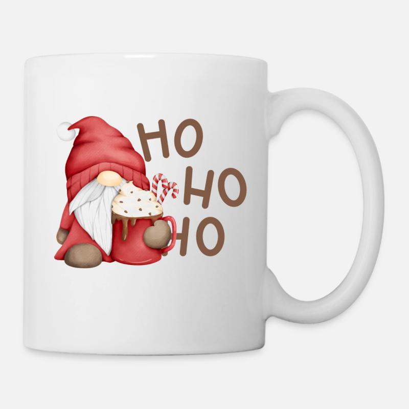 Weihnachtswichtel mit Schokotasse - Tasse - Weiß