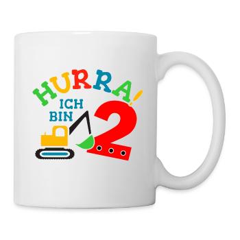 2. Geburstag Bagger - Tasse - Weiß - Rechts
