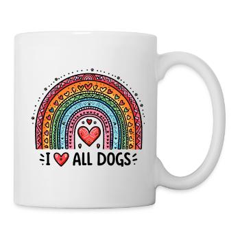 Ich liebe alle Hunde Hundebesitzer Hund Regenbogen - Tasse - Weiß - Rechts