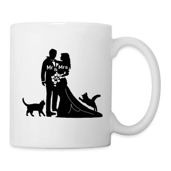 Newlyweds with Two Cats Wedding - Mug - white - Right