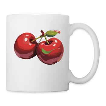 Rote Kirsche Cherries Kirschen Cherry - Tasse - Weiß - Rechts