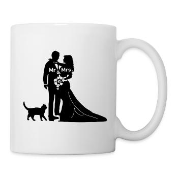 brautpaar mit katze Hochzeit heiraten Junggeselle - Tasse - Weiß - Rechts