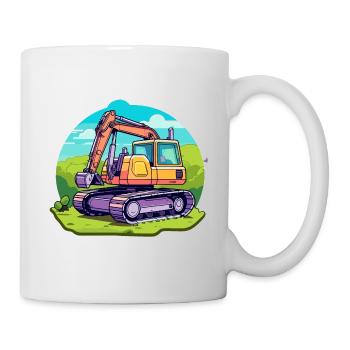 Bagger Baustelle Zeichnung - Tasse - Weiß - Rechts