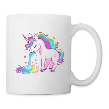 Licorne Vomir Arc-en-ciel Coloré Coloré Drôle - Mug blanc - blanc - Droite
