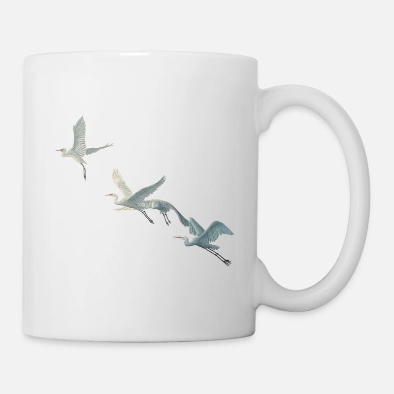 Silberreiher Schwarm Illustration - Tasse - Weiß