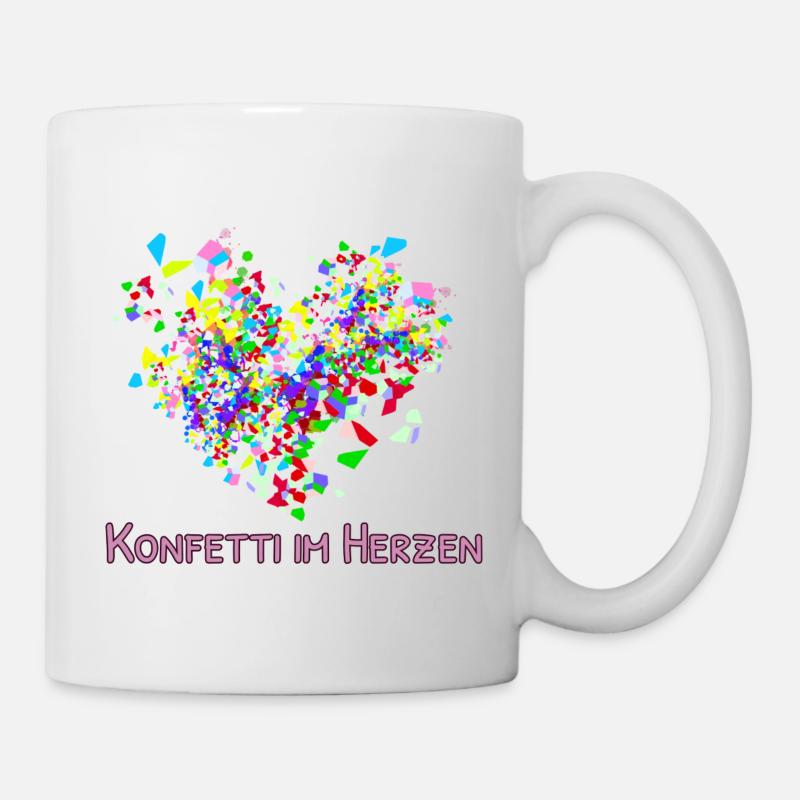 Konfetti, Herz, karneval, Konfettiherz - Tasse - Weiß