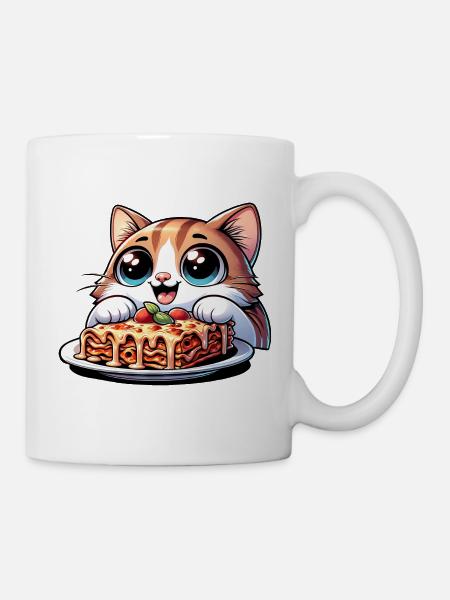 Lasagne-Liebende Katze - Tasse - Weiß