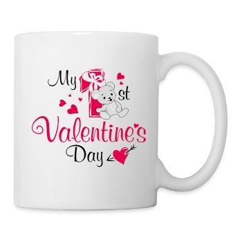 Ma première Saint-Valentin. Design mignon - Mug blanc - blanc - Droite