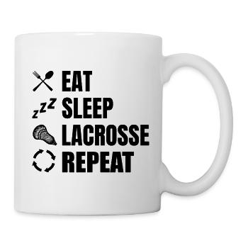 Eat Sleep Lacrosse Repeat - Tasse - Weiß - Rechts