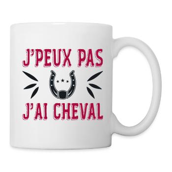 J'peux Pas J'ai Cheval - Mug blanc - blanc - Droite