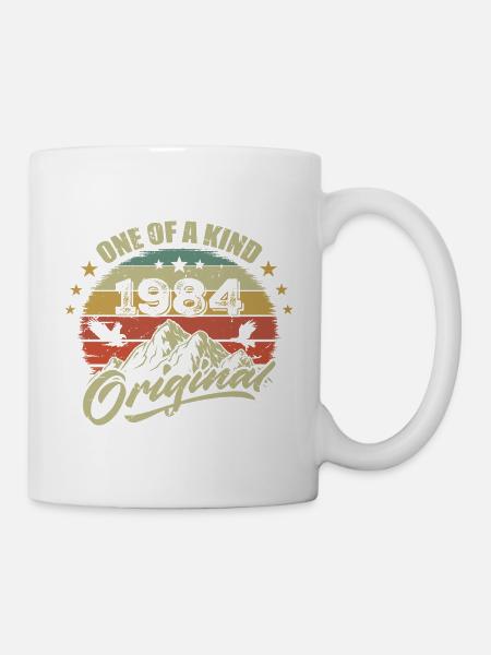 1984 Anniversaire vintage 1984 rétro né en 1984 - Mug blanc - blanc