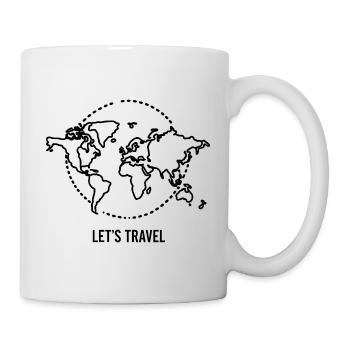 Weltkarte Let's Travel Schwarz - Tasse - Weiß - Rechts