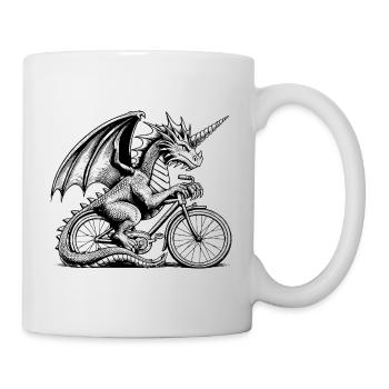 Dragon sur vélo, licorne, vélo - Mug blanc - blanc - Droite