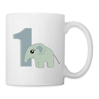 1. Geburtstag Zahl 1 Elefant Baby - Tasse - Weiß - Rechts