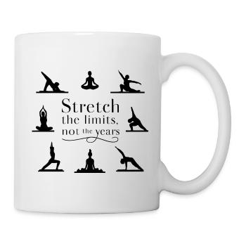 Stretch Boundaries, Not Years: Yoga Inspiration - Mug - white - Right