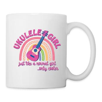 Fille ukulélé. Tout comme une fille normale, mais en plus cool - Mug blanc - blanc - Droite