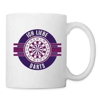 Ich Liebe Darts Dart Spieler Spielerin Dartscheibe - Tasse - Weiß - Rechts