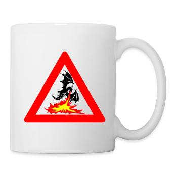 Attention Dragon with Bad Mood Traffic Sign - Mug - white - Right