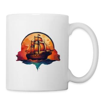 Bateau au coucher du soleil - Mug blanc - blanc - Droite